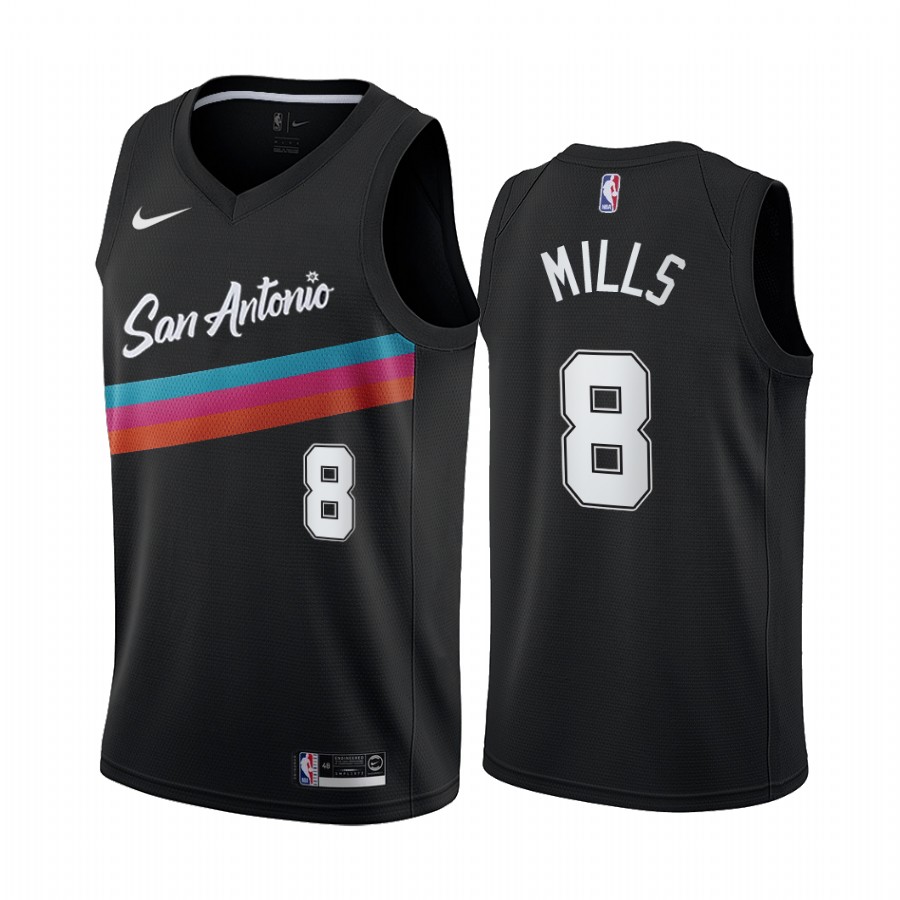 Men's Black San Antonio Spurs #8 Patty Mills 2020 City Edition Stitched Jersey Men's Black San Antonio Spurs #8 Patty Mills 2020 City Edition Stitched Jersey